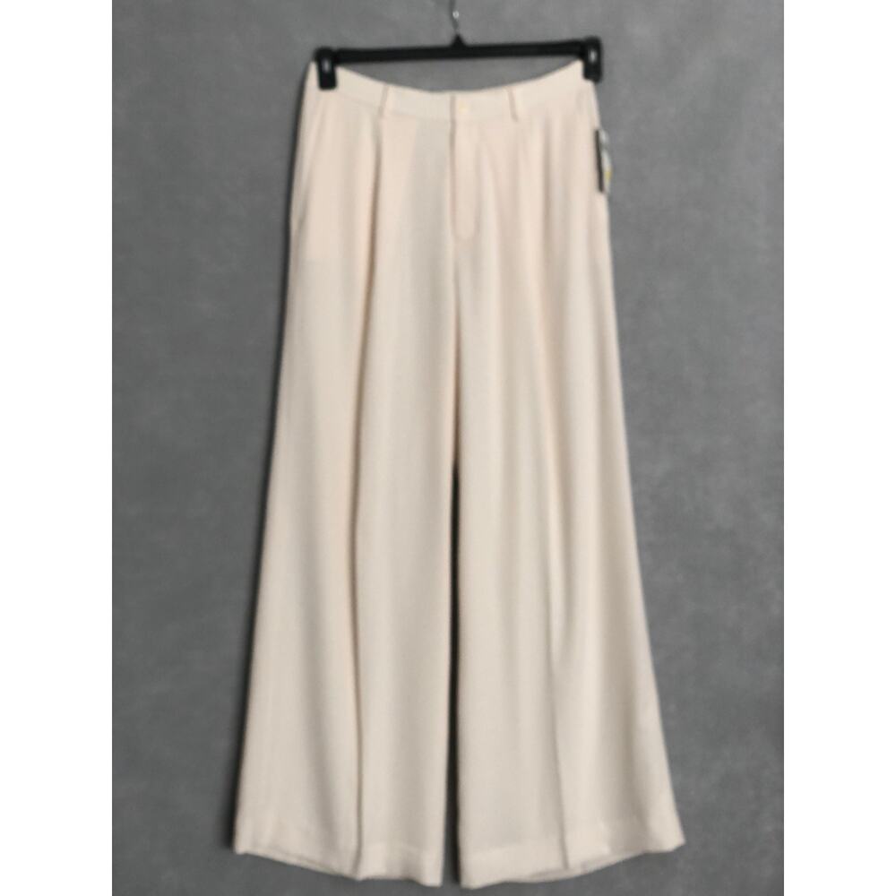 Lauren Women's Wide Leg High Rise Flowy Trouser Pants Off White NWT 8